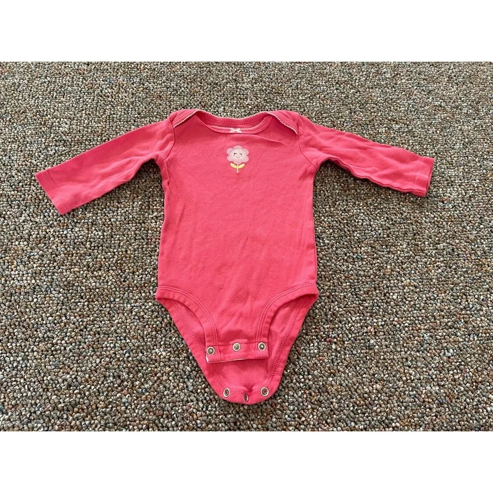 Carter's Girls Smiling Flower Pink Bodysuit 6M